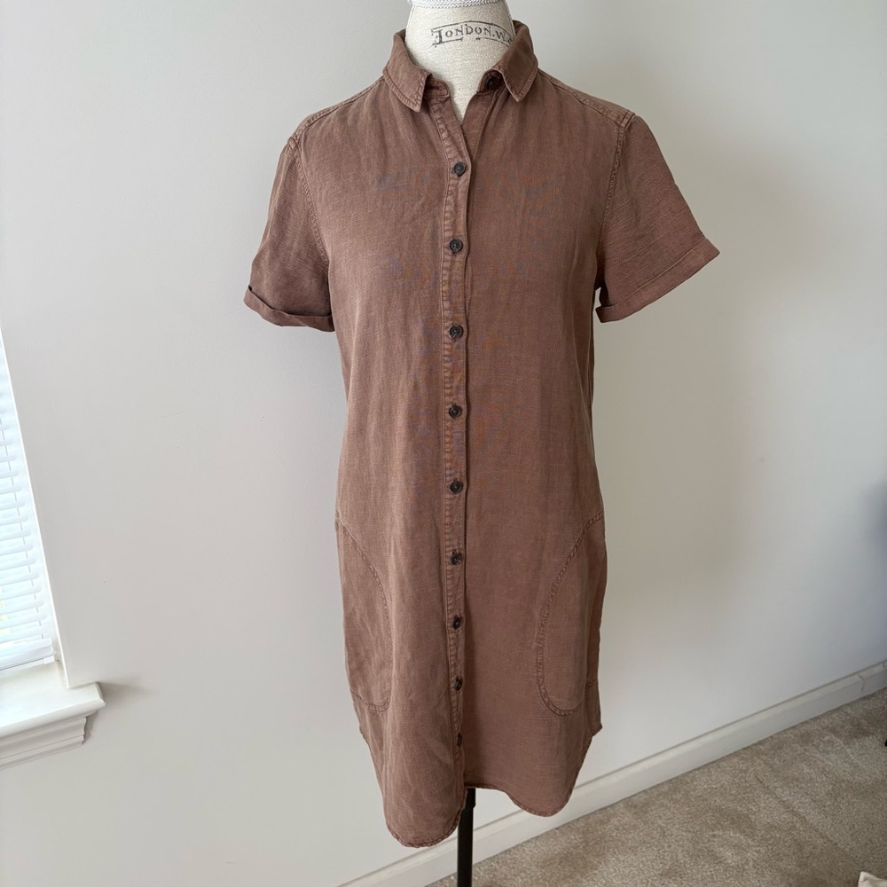 Lucky Brand Brown Button-Up Shirt Dress